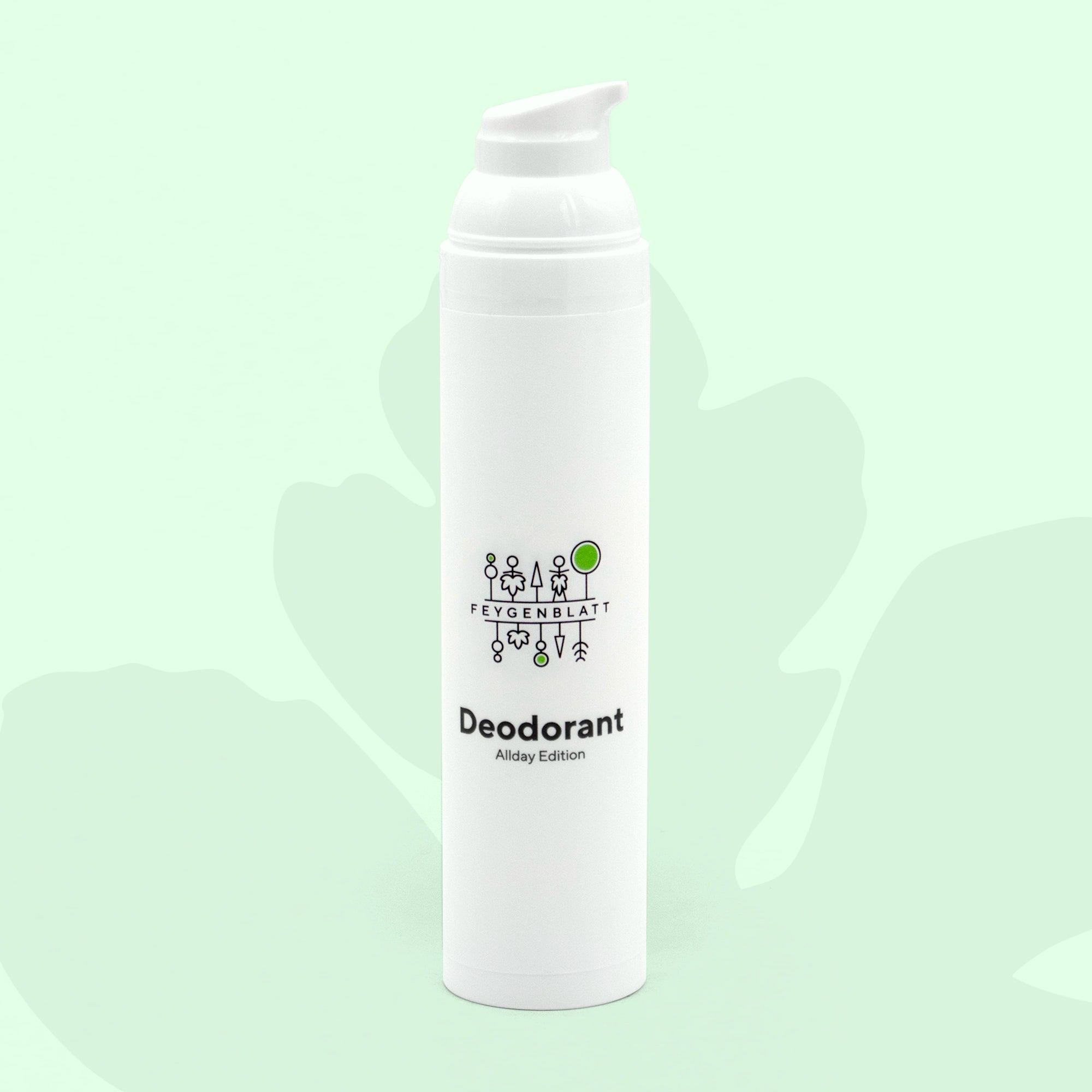 Deodorant FRESH - Feygenblatt - Weißer Deodorantspender 50g mit pumpverschluss, naturkosmetik, handgemacht, aluminiumfrei, regional, hochwertig.
