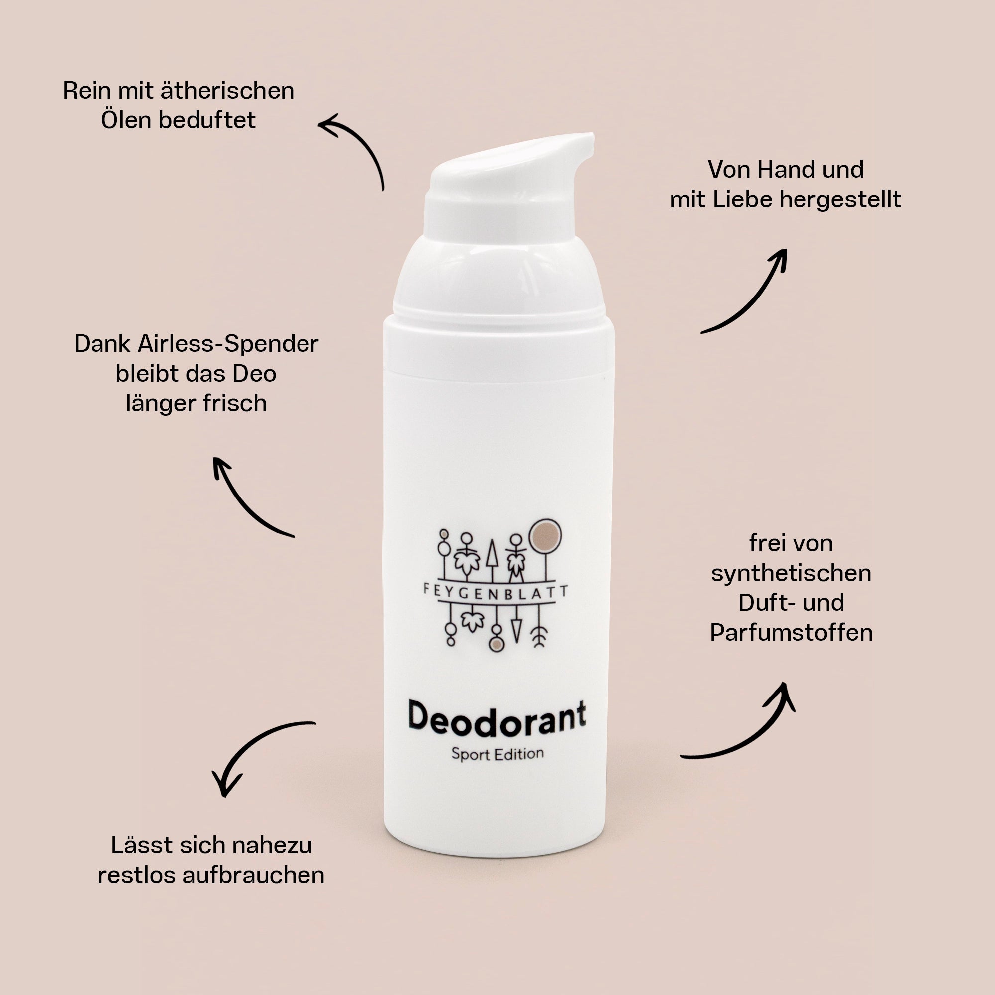 Deodorant HERB - Feygenblatt - Weißes Deodorant in hochwertiger 50g-Pumpflasche, naturkosmetik, aluminiumfrei, handgemacht, regional.